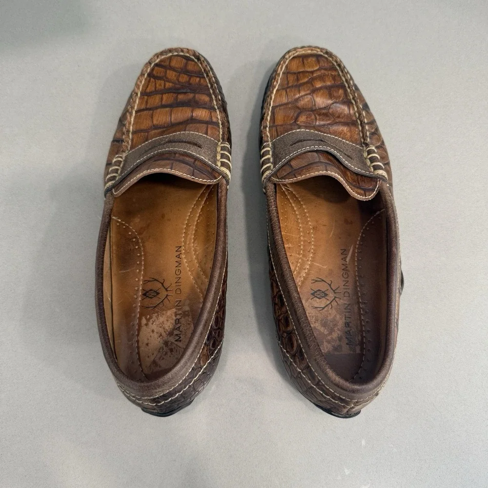 Martin Dingman Bill Alligator Penny Loafers Men's 8 Brown Old Money Heritage